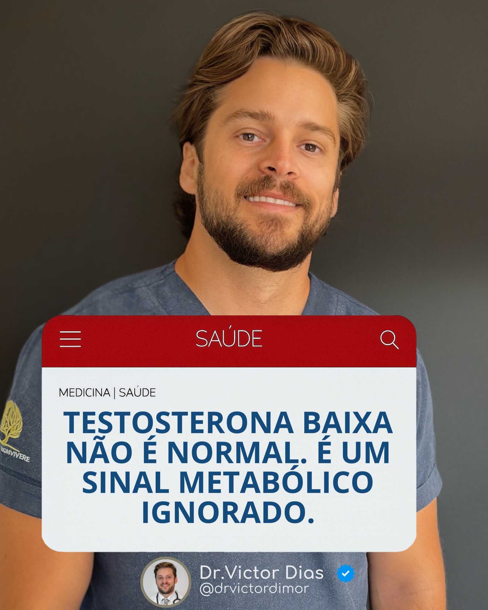 Você pode não ter apenas #cansaço. Pode ser um sinal de testosterona baixa.

A #testosterona atua muito além da função sexual. Ela participa diretamente da regulação da massa muscular, sensibilidade à insulina e produção de energia celular.

Sua produção depende do eixo hipotálamo hipófise gonadal, que é altamente sensível ao ambiente metabólico. Insulina elevada, inflamação crônica e privação de #sono reduzem o estímulo desse eixo.

Além disso, o aumento da #gordura visceral intensifica a atividade da aromatase, enzima que converte testosterona em estradiol. Esse processo reduz ainda mais a disponibilidade hormonal ativa.

Na prática, o paciente começa a apresentar #fadiga persistente, perda de força, aumento de gordura abdominal e queda de desempenho cognitivo.

Muitas vezes esses sinais são tratados de forma isolada, sem investigação da base hormonal e metabólica.

O ponto central não é apenas medir testosterona. É entender por que o organismo deixou de produzi-la de forma eficiente. Corrigir esse ambiente é o que realmente muda o desfecho clínico.

Dr. Victor Dias: CRM 174268